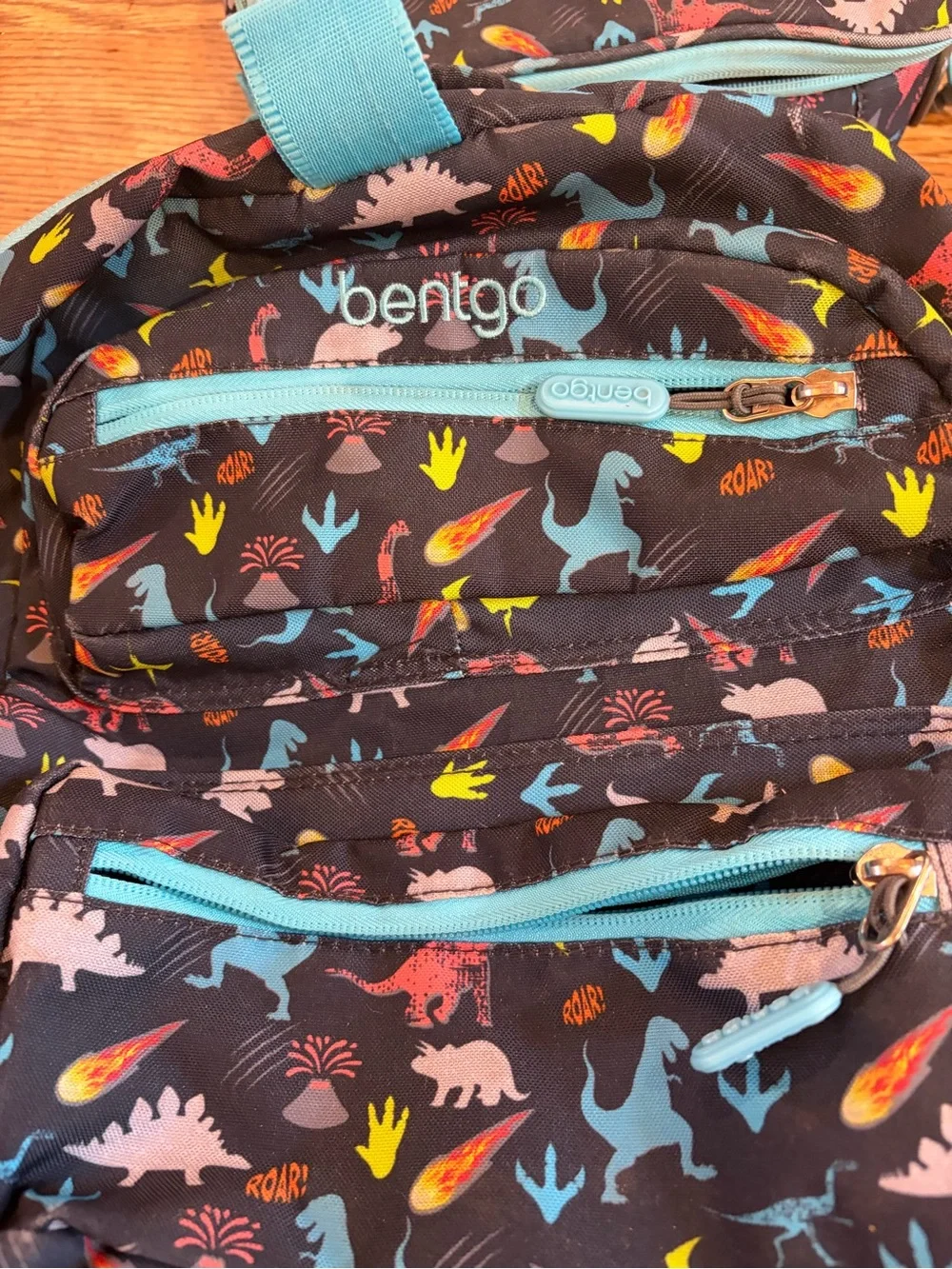 Kids Dinosaur Backpack Set in Black & Turquoise